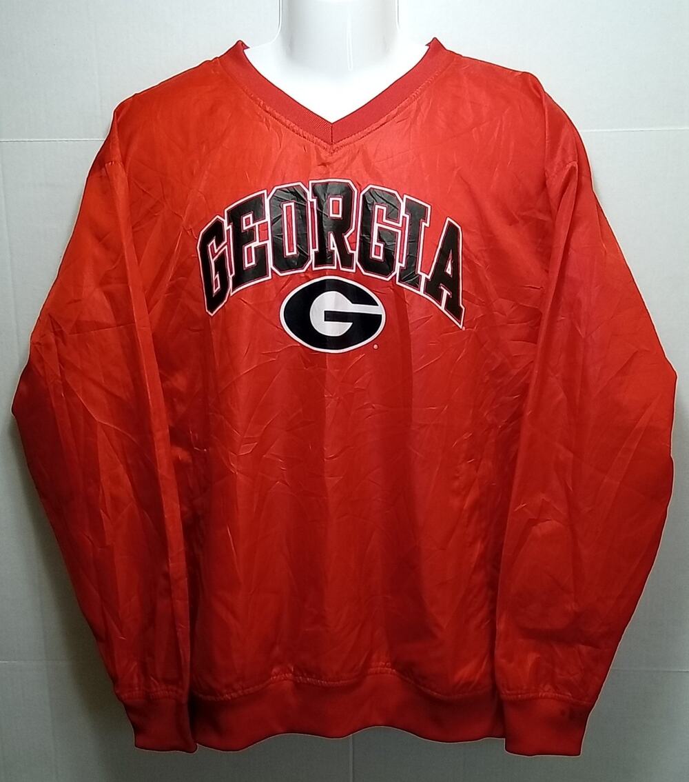 Vintage Georgia Bulldogs Red V-Neck Windbreaker Men's Large